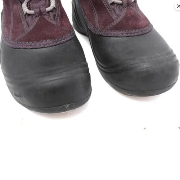 Columbia Thermolite Suede Winter Boots Faux Fur Cuff Burgundy Water Resistant - Picture 11 of 12